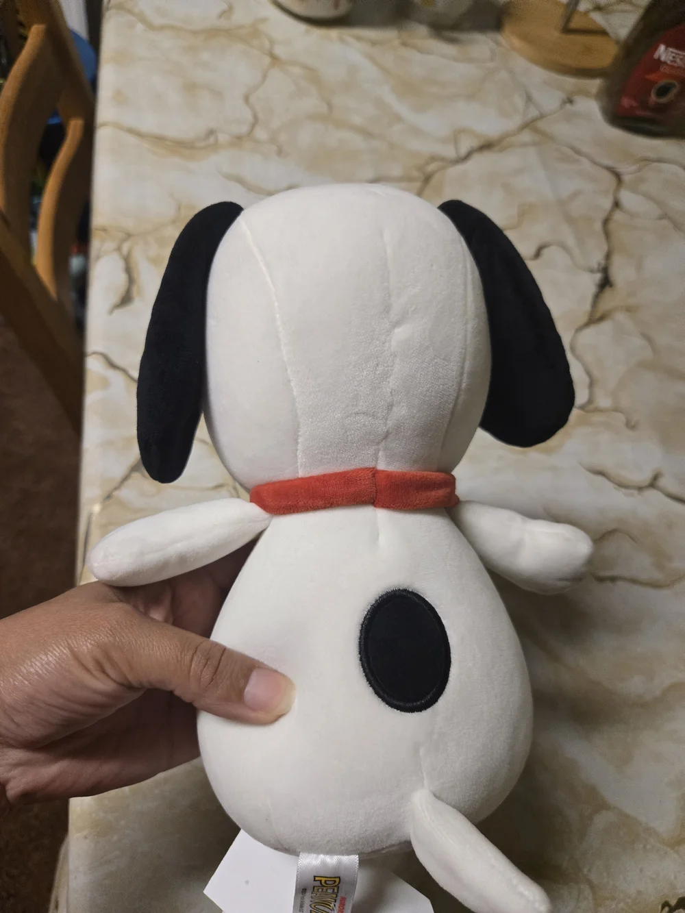 Peanuts Plush Dog Toy - White Body with Black Ears and Red Collar